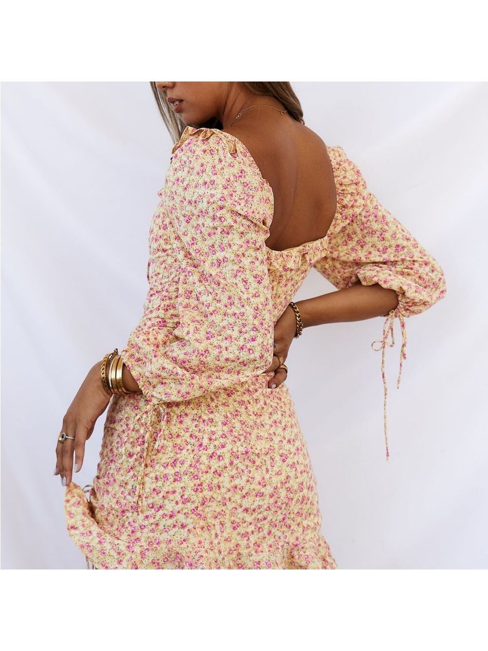 Hello Molly Pink Floral Smocked Mini Dress. Size XS - Picture 8 of 10